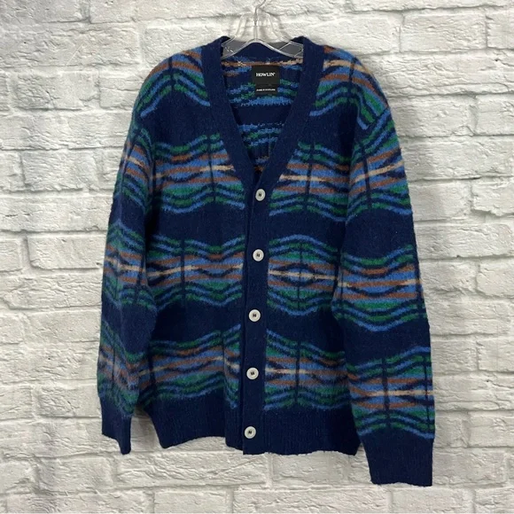 Howlin’ Men’s XL Out of This World Cardigan - Magic Blue - 100% Scottish Wool - Picture 3 of 16